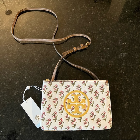 New Tory Burch Perry Bombé Printed Double-Zip Mini Bag, Floral Crossbody Purse - Picture 4 of 16
